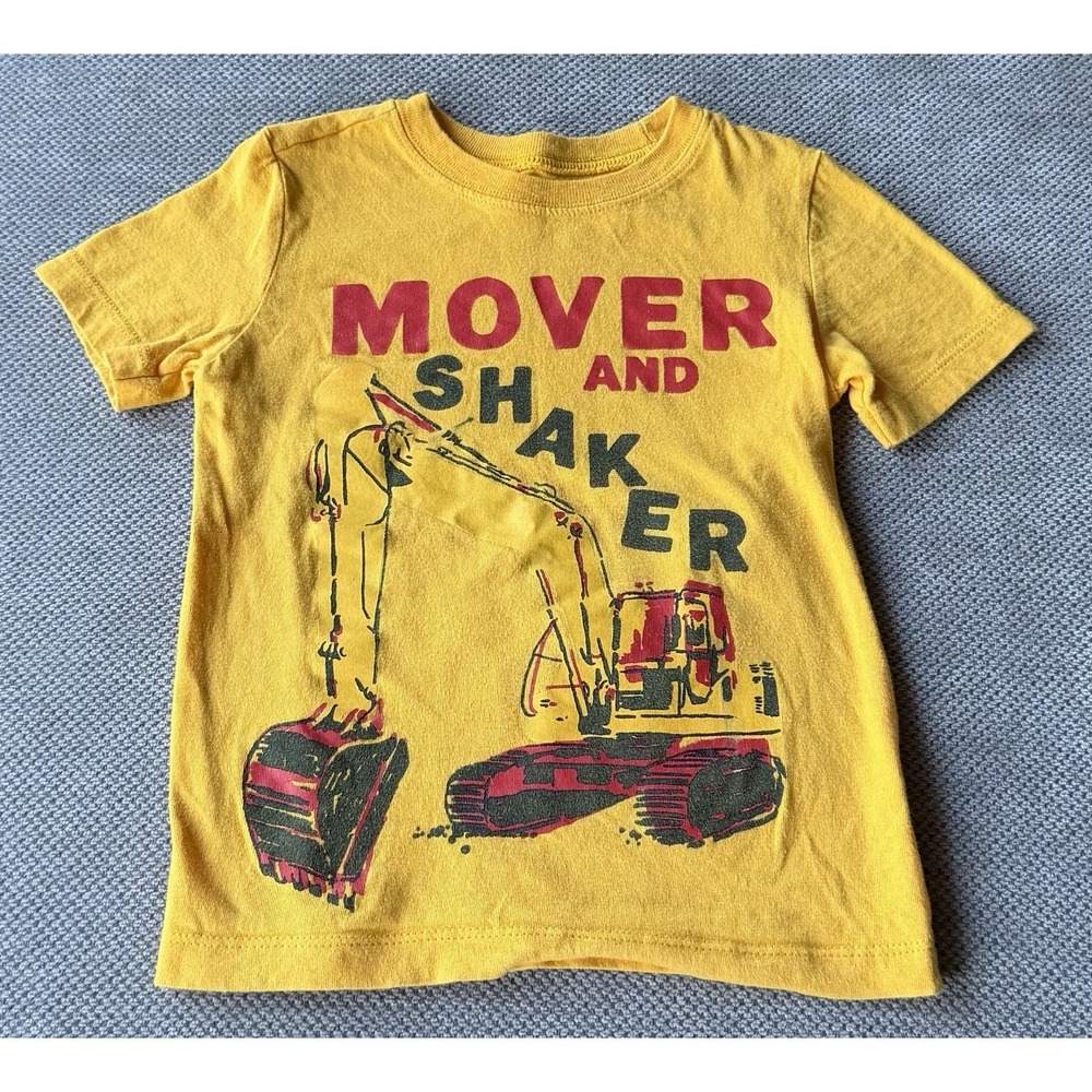 Carter's 2T Yellow Excavator Graphic Tee Mover & Shaker Construction Shirt Boys